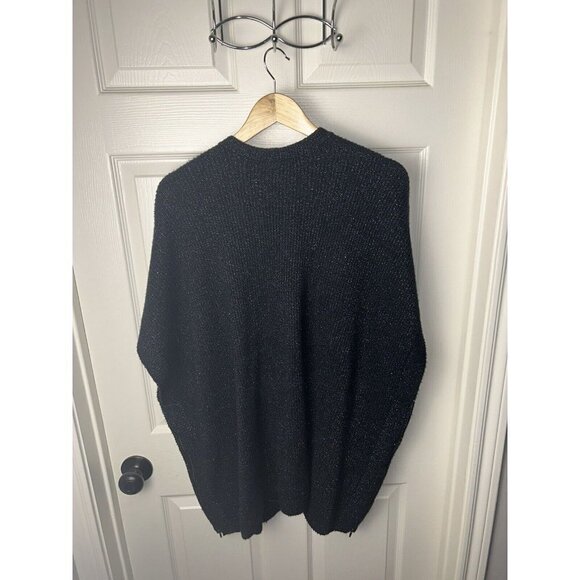 Cabi Lagenlook Charcoal Black Sparkle Open Front Poncho Sweater Size XS/S - Picture 8 of 10